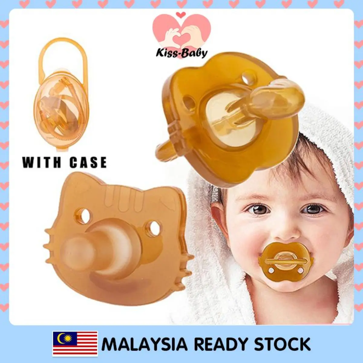 Baby Newborn Silicone Nipples Teether Pacifier Comfort Bite Nipple With Chain / Lembut Dummy Teethers Bayi