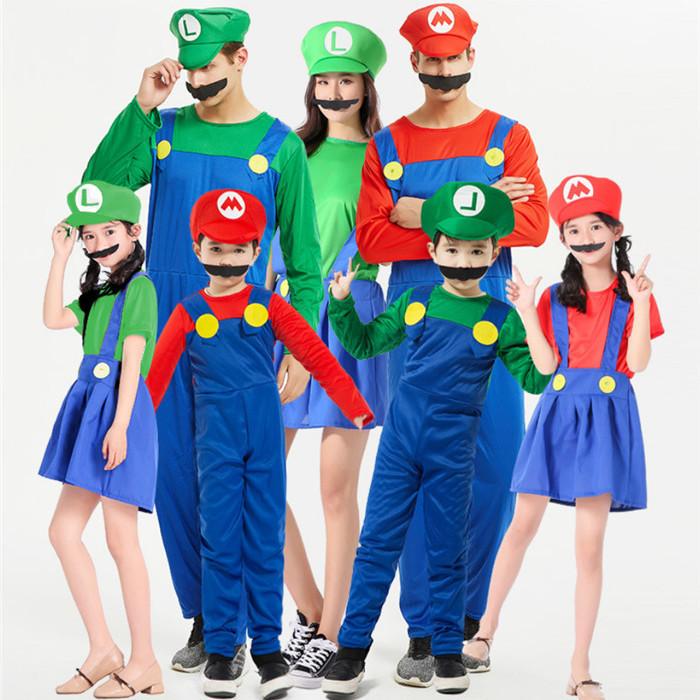 Product Introduction of Halloween Cosplay Anime Clothing Parent-Child Role Play Children Mario Clothes Super Mary Suit 5