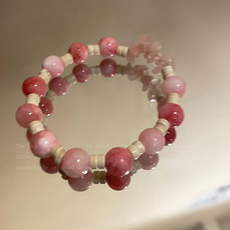 Product Introduction of Contrast Color Shoushan Stone Beaded Bracelet Female Summer Ins Niche Design Elastic Bracelet Light Luxury Online Influencer Refined Bracelet 12