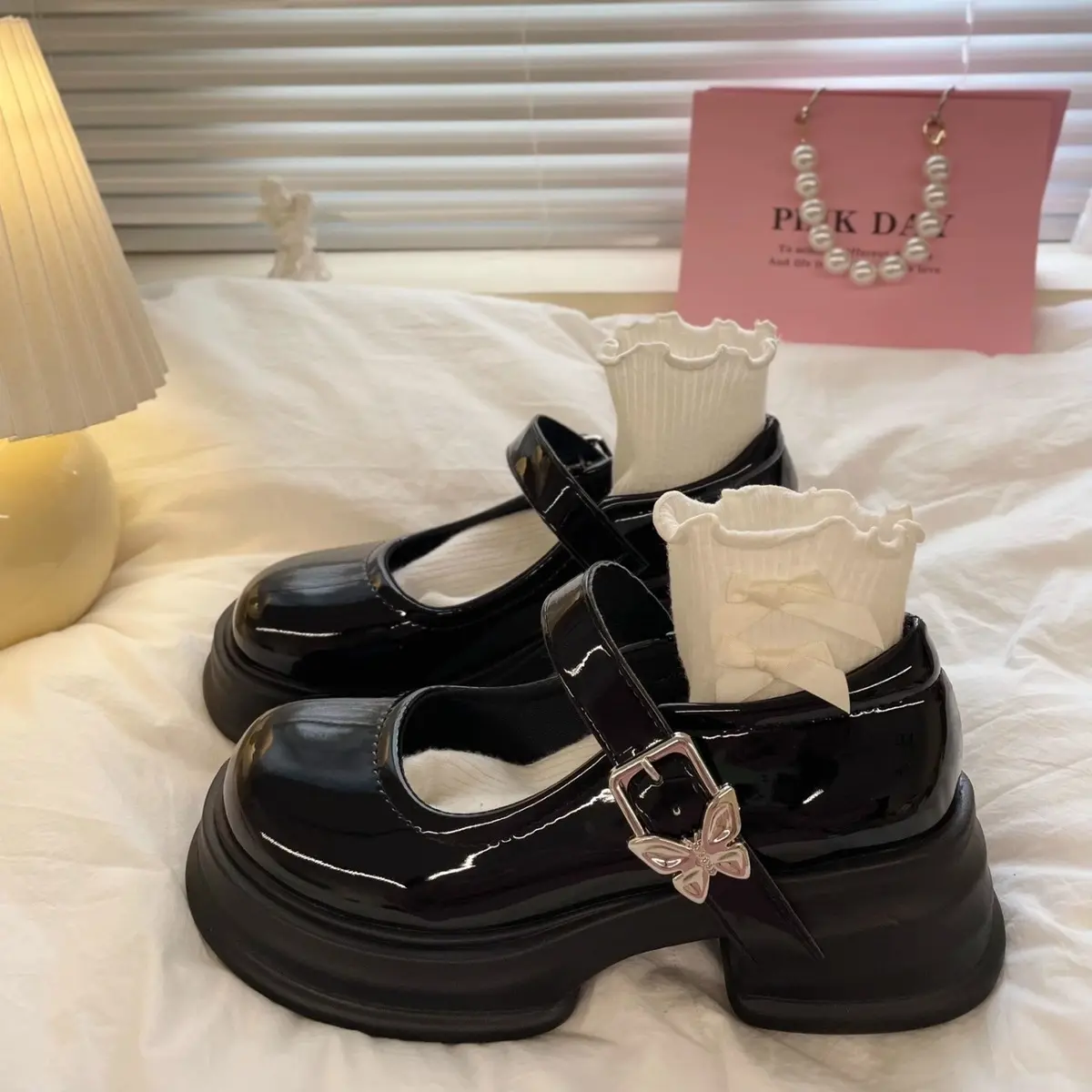 Giày LOLITA Đế Cao 5cm phong cách hàn quốc FLORA Mùa đông Nữ GiàY Shoes - Thiết kế nhẹ nhàng, tinh tế và thời trang