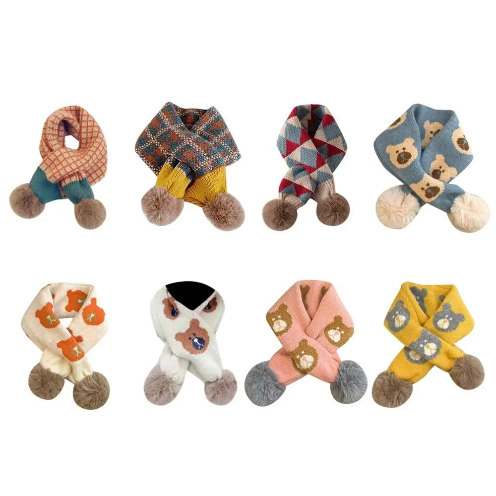 Fashion Bib Thermal Neck Warmer Thickening Windproof Children Kids Winter Scarves Cross Scarf Cartoon Snood Cowl Tube Autumn Winter