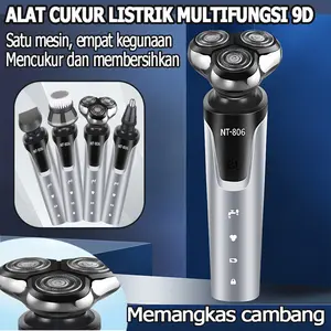 Alat Cukur 5-in-1 Elektrik Premium: Trimmer Wajah, Pemangkas Jenggot, Cukur Bulu Hidung & Telinga, Set Perawatan Pria dengan Mata Pisau Anti Karat yang Dapat Dilepas dan Dicuci Sepenuhnya - Desain Ergonomis Bodi Silver