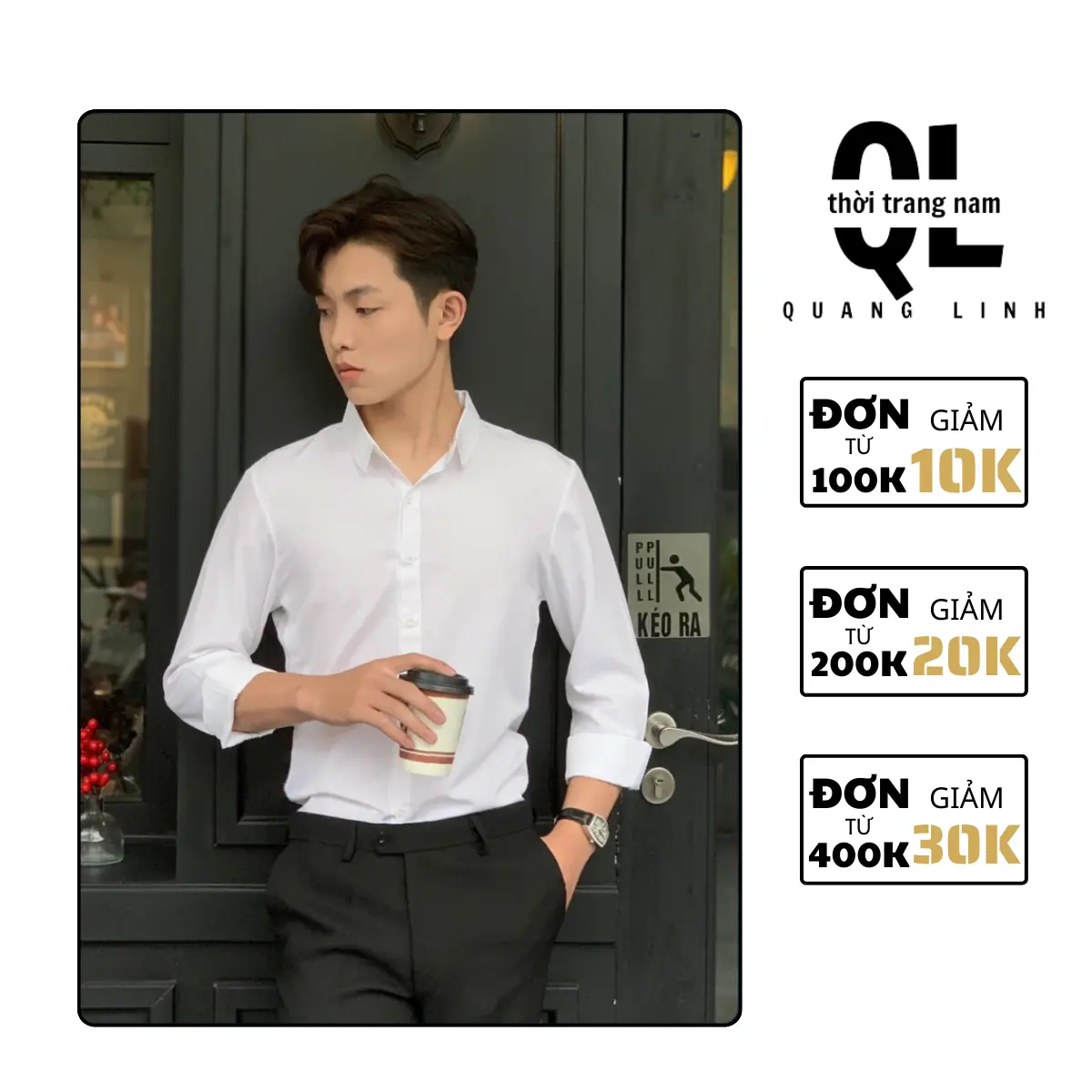 Áo Sơ Mi Nam Dài Tay Chất Lụa Mềm Mịn Lịch Sự Phong Cách Công Sở Hàn QuốcMenswear Kate Shirt Kem