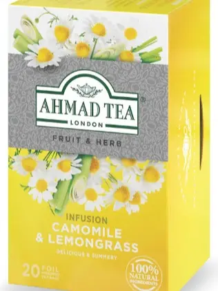 AHMAD TEA CAMOMILLE & LEMONGRASS 20 Teabags Beverage Herbal