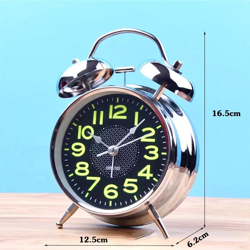  Đồng hồ báo thức 2 chuông to bằng inox  mặt in hình SỐ DẠ QUANG với không gây tiếng ồn  có đèn ảnh thật  LED LED LED LED Decor Phòng 