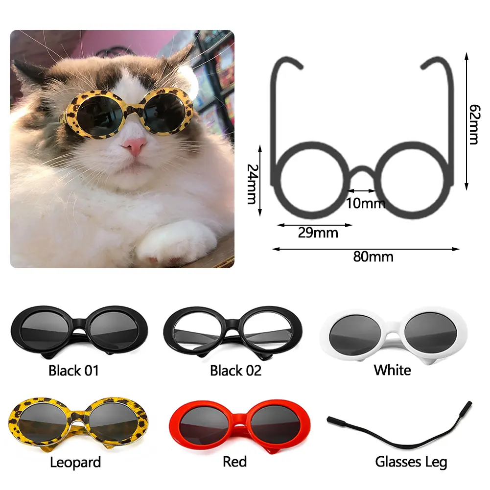 WL 1PC Handsome Pet Cat Glasses Eye-wear Sunglasses For Little Dog Cat Pet Photos Props Accessories #435388