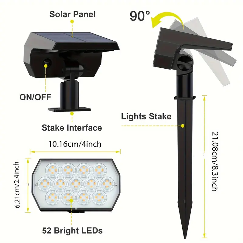 Solar Powered Garden Spotlight, 3 Lighting Modes Solar Powered Garden Flood Light, Outdoor Lighting for Patio Pathway Driveway Pool Yard 5