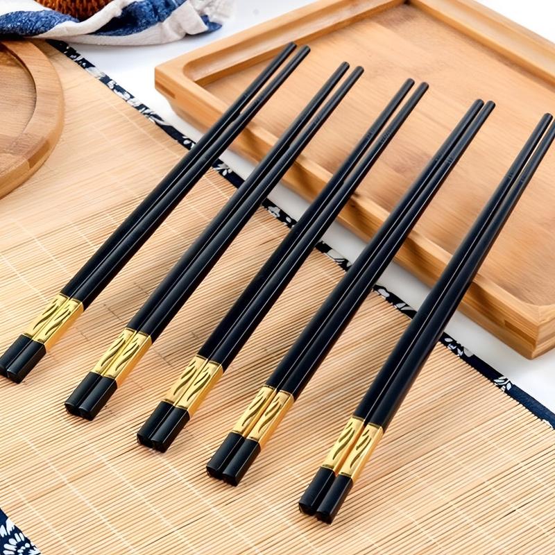 [Sỉ 17K] Bộ 10 đôi Đũa mạ vàng, Đũa ăn cao cấp đũa khảm vàng hàn quốc mang lại sự sang chảnh abs với silicone an toàn cho máy rửa bát đũa  nhôm bó  đũa  nhật  anh