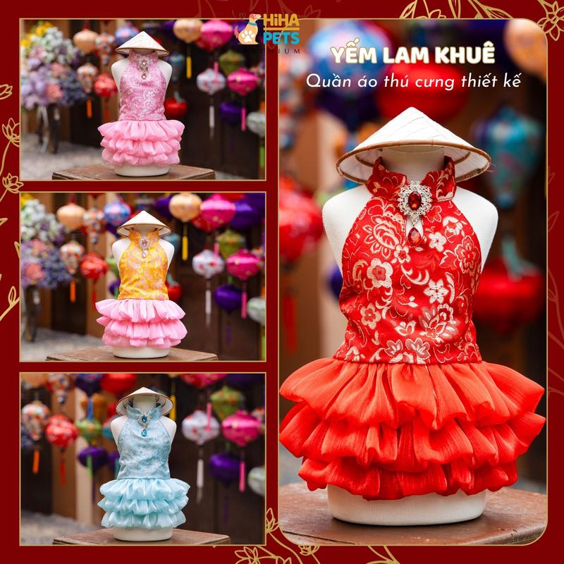 Áo Đầm Cho Chó Mèo Bộ Sưu Tập Lam Khuê 2026 Quần Áo Cho Thú Cưng Thiết Kế Thời Trang Cao Cấp Hiha Pets.