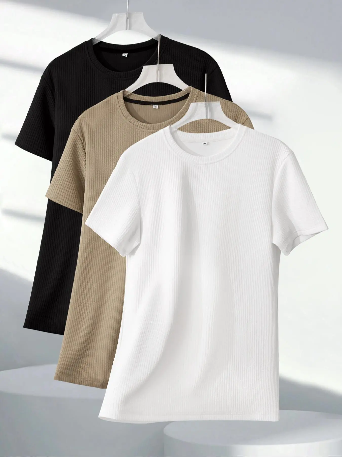 Unisex Striped Print Tee, Casual Comfy Breathable Round Neck Short Sleeve T-shirt for Daily Wear, Unisex Top for Spring & Fall