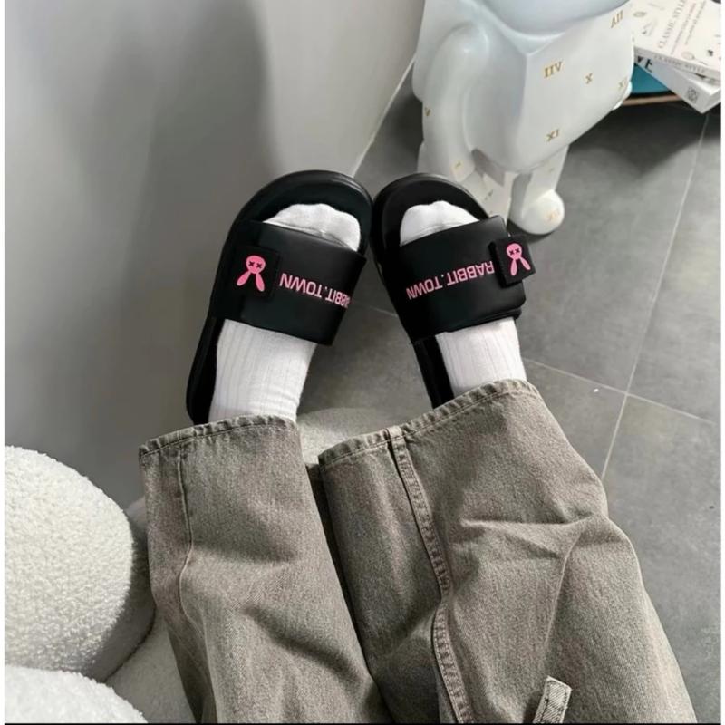 [TỔNG HỢP] Dép quai ngang dán xé RABBIT xinh xắn, phong cách hàn quốc  đễ thương đế cao 3CM Dép slipper Quai ngang Đế bằng nữ DéP Có Quai dép  rabbit
