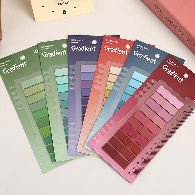 Ghi Chú Dải Màu NO62 Với 200 Miếng Tấm Nhãn Dán Trong Suốt Phân Loại Sách Vở Planner Học Tập