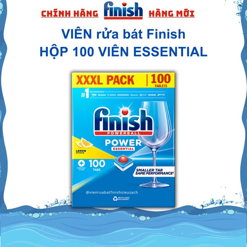 Viên rửa bát Finish All in 1 Essential 100 viên hương chanh dùng cho máy rửa bát máy rửa bát chén làm sạch