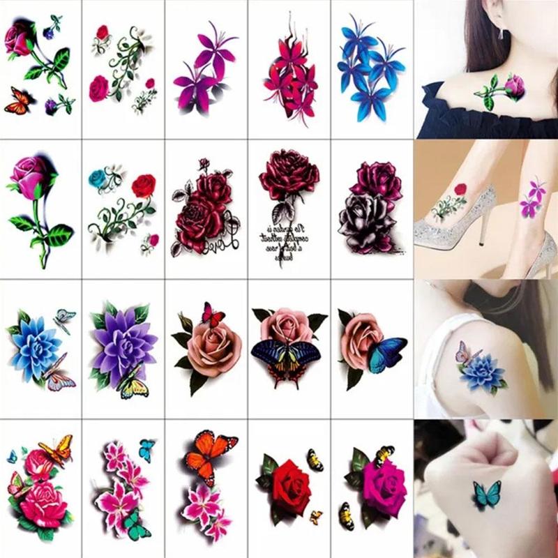 Miếng Dán Hình Xăm Chống Nước, Thiết Kế Hoa Mô Phỏng Gợi Cảm, Thích Hợp Cho Mắt Cá Chân Và Xương Đòn, Có Sẵn Trong 20 / 50 Chiếc, Hoa Hồng S1I9 8