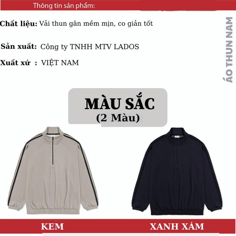 Product Introduction of Áo thun nam phối sọc có dây kéo LADOS-9186 chất liệu thun gân sóng cao cấp, phong cách trẻ trung dễ phối đồ 8
