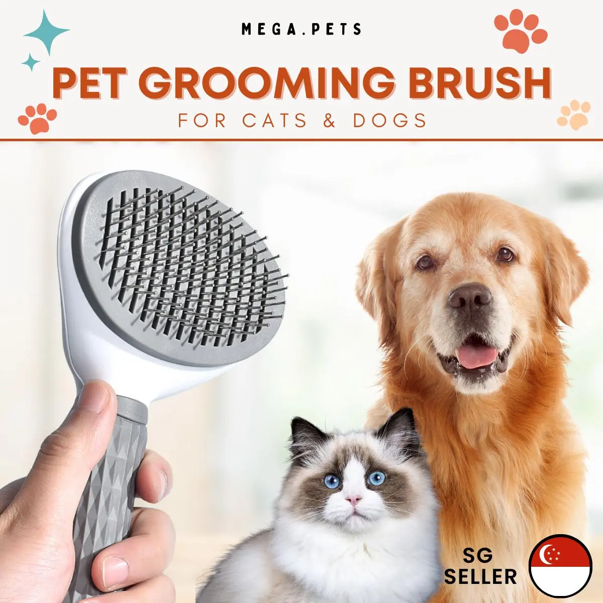 Pet grooming brush for cat dog slicker pin shedding hair fur cleaner