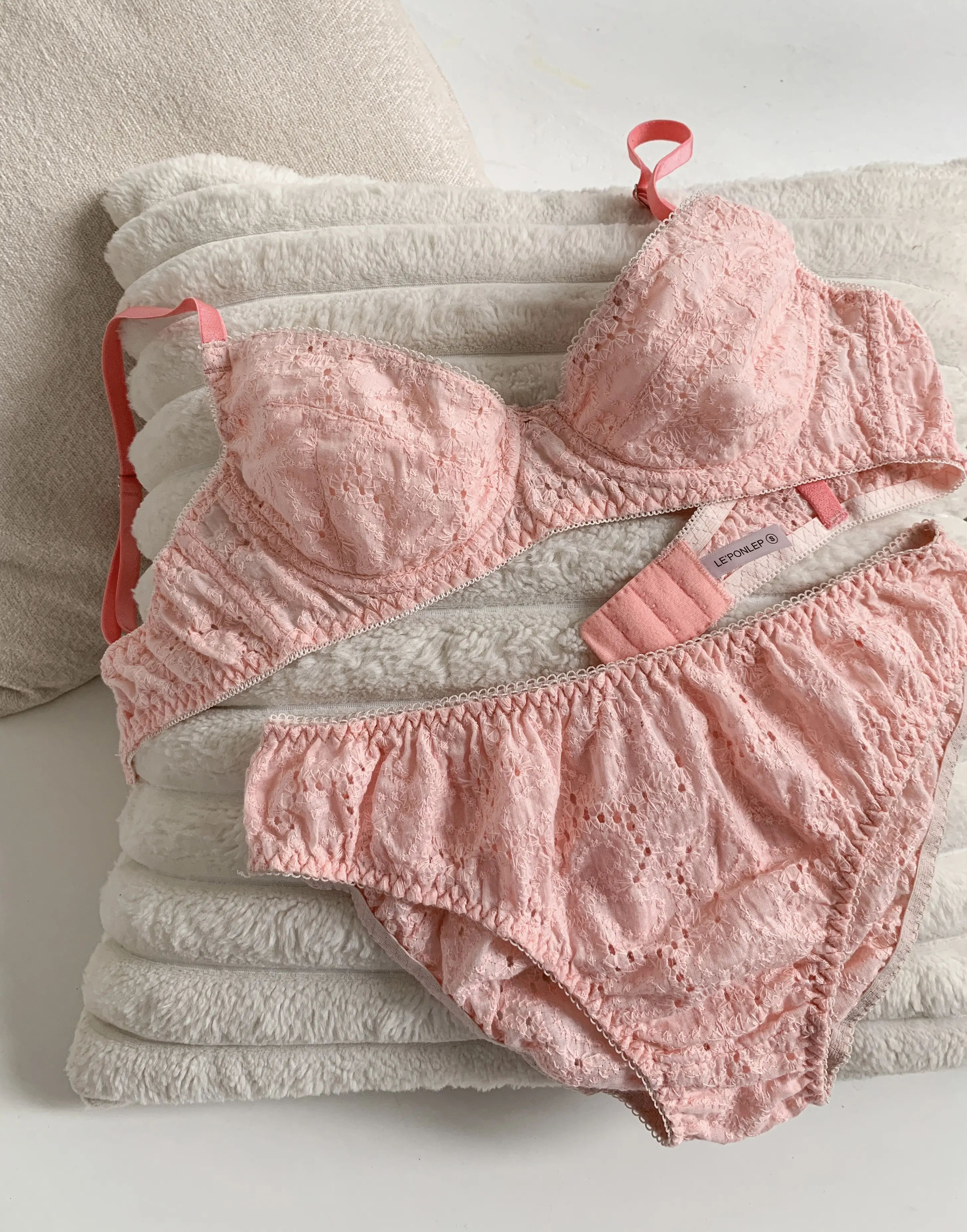 G09 PINK BENA SET Đồ Lót Có Gọng LEPONLEP Cotton Hoạ Tiết Xinh Xắn