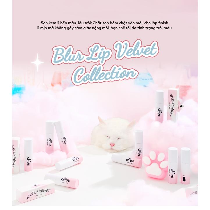 [LIVESTREAM] Combo 2 Cây Cat's Lab Blur Lip Velvet Chất Lì Mềm Mịn và Dễ Tán 25.5g 2