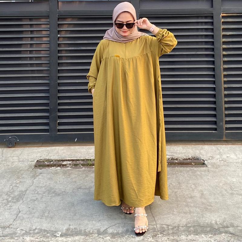 ALIKA GAMIS MUSLIMAH POLO LINEN PREMIUM ZIPER BUSUI FRIENDLY LD 120cm 4