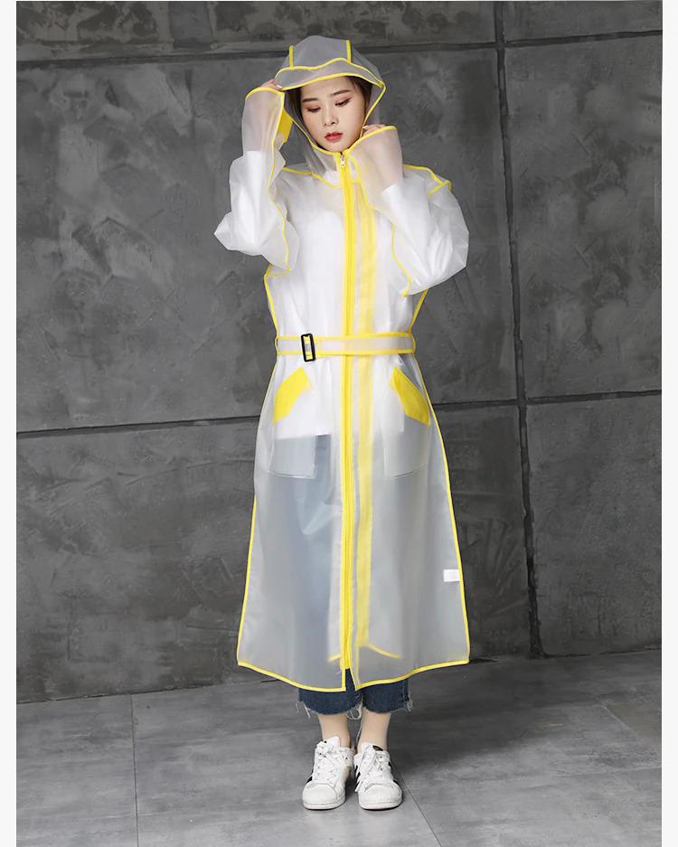 Product Introduction of Adult Long Transparent Waterproof Raincoat Women Rain Coat Men poncho Waistband Hooded Rain Jacket For Hiking Cycling Rainwear 24