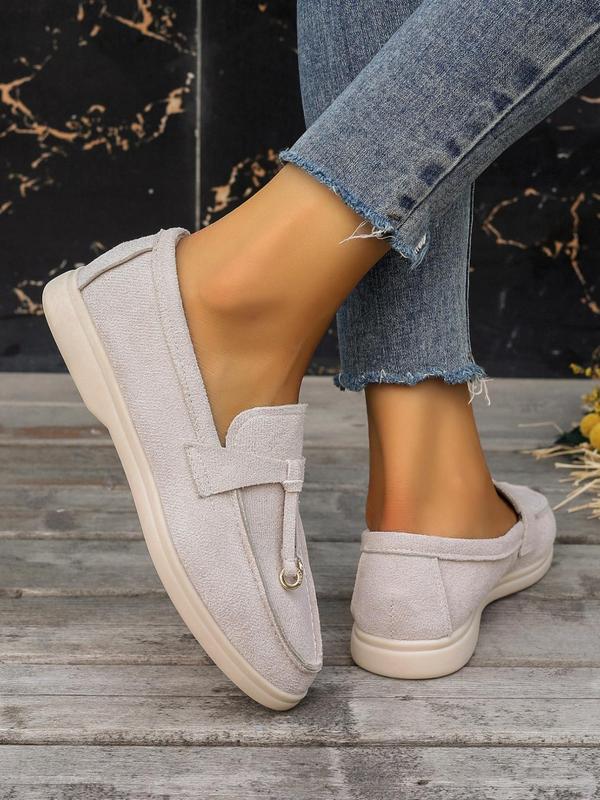 Women's Fashionable Solid Color Knot Design Slip-on Loafers, Elegant Lightweight Flat Loafers for Daily Life, Casual Comfortable Breathable Imitation Suede Shoes 4