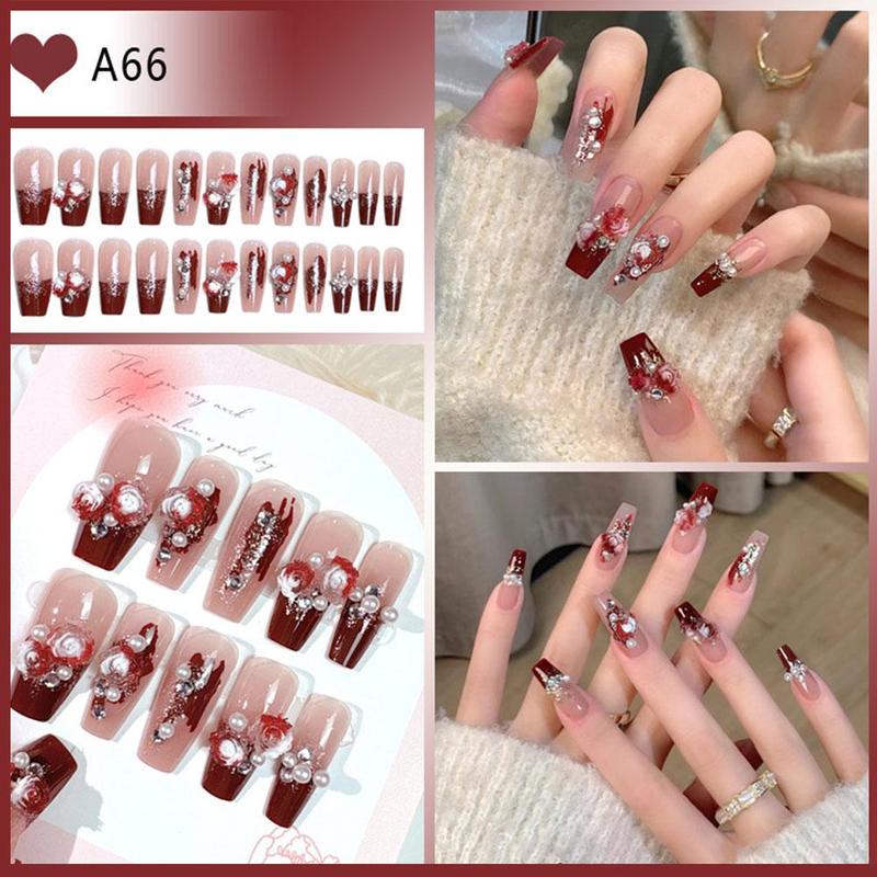 Product Introduction of 【Free Nail Jelly Glue】24pcs/set Fashion Nail Art Fake Nails Finished Nail Patch Wearable Nails 28
