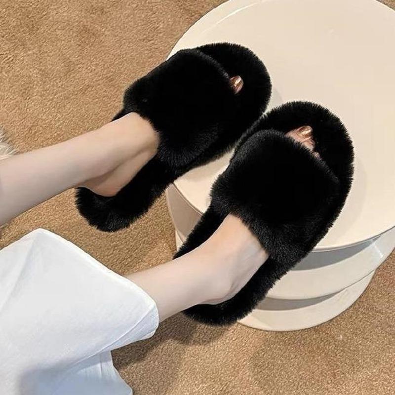 Dép lông bản ngang 2cm fom chuẩn DéP Slipper Nữ Quai Ngang Có Quai Nhung