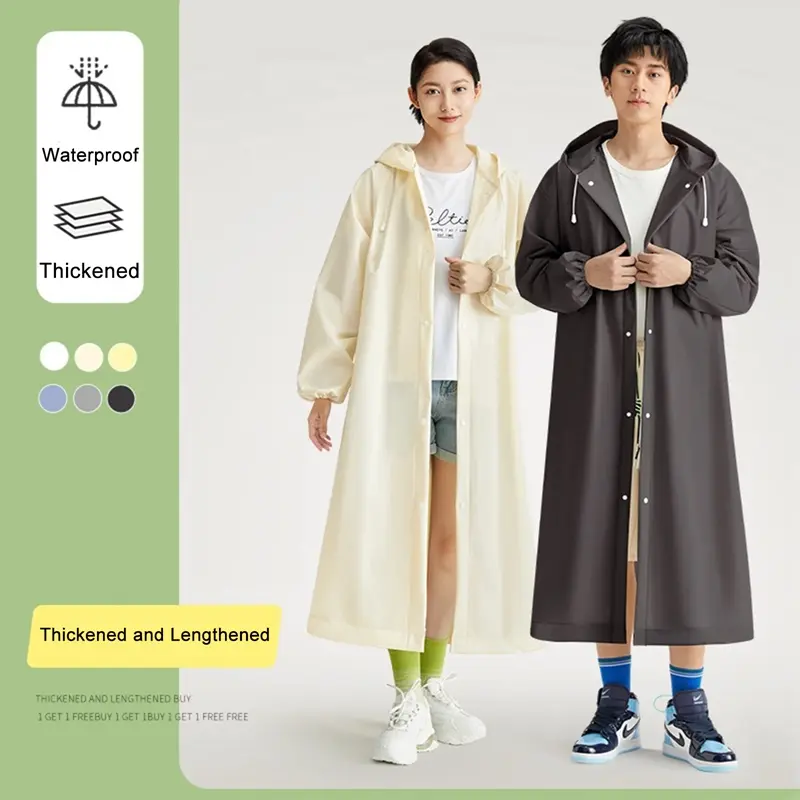 Outdoor EVA Raincoat Camping Waterproof EVA Adult Long Raincoat for Adult Hiking Reusable Rainwear Outdoor Sports Rain Coat
