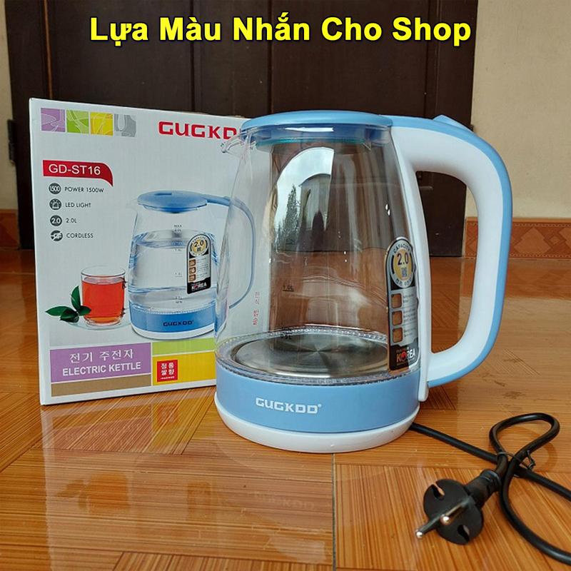 Ấm đun nước siêu tốc - ấm siêu tốc thủy tinh cao cấp 2.0L GUGKDD-ST16, 1500w tự động ngắt khi sôi Bình Đun Nước Đun Siêu Tốc Thuỷ Tinh