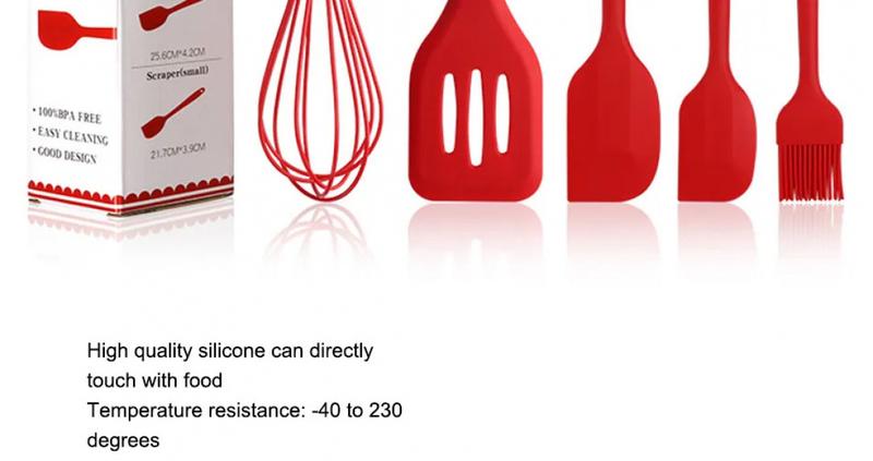 Product Introduction of Bộ Dụng Cụ Nấu Ăn Bằng Silicon, S9, 5 Cái / Bộ, Bao Gồm Bộ Đồ Dùng Nhà Bếp, Máy Đánh Trứng, Thìa, Bàn Chải Dầu, Máy Đánh Trứng Cầm Tay, Đồ Dùng Nhà Bếp, Đi Kèm Với Hộp 40