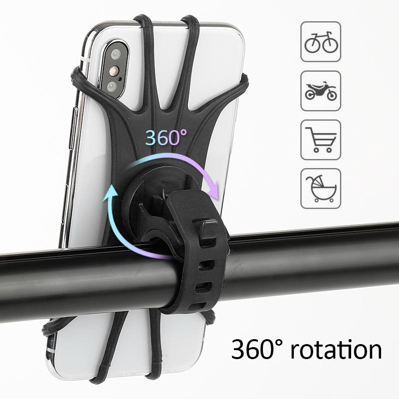 Product Introduction of 24-hour shipping+spot inventory+COD Bike Phone Holder Stand Universal 360 Degree Rotation Cycling Bicycle Elastic Silicone Handlebar Mount Adjustable For Cellphone 23