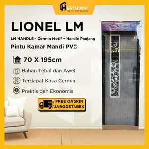 LIONEL LM - Pintu Kamar Mandi PVC Tebal LM HANDLE 70x195 - Cermin Motif - Minimalis Modern Anti Air Anti Rayap Handle Mewah