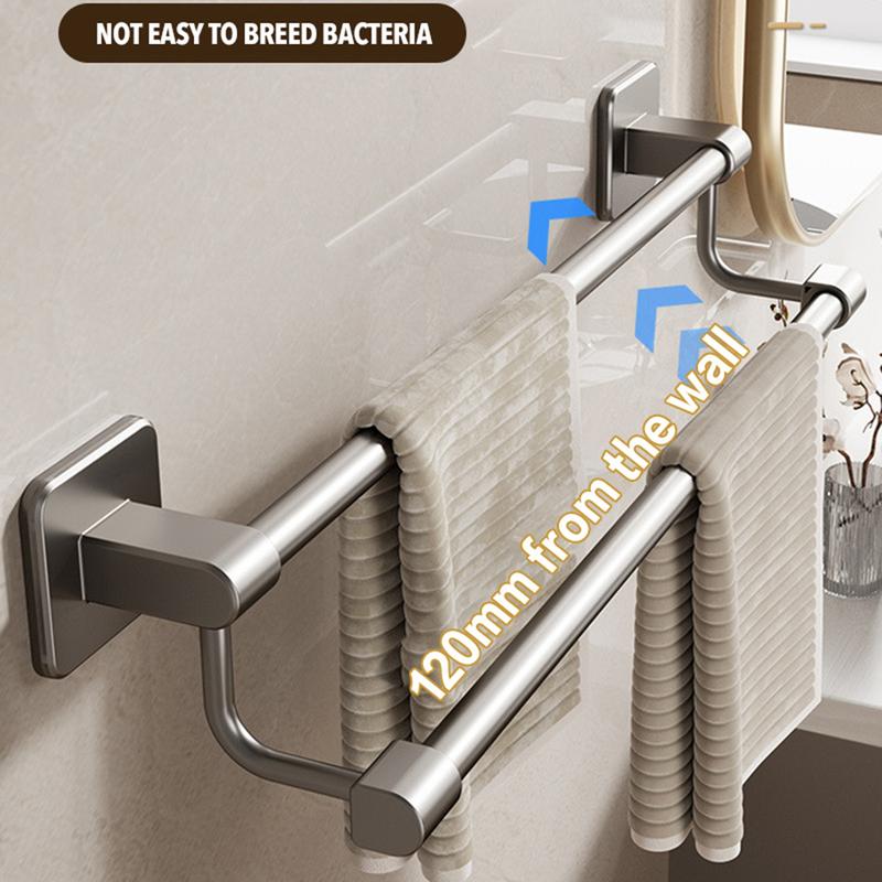 Product Introduction of Towel Bar Punch-Free Wall-Mounted Kitchen Bathroom Rag Bath Towel Storage Rod Organizer Household Detachable Towel Hanging Rack Napkin Holder 21