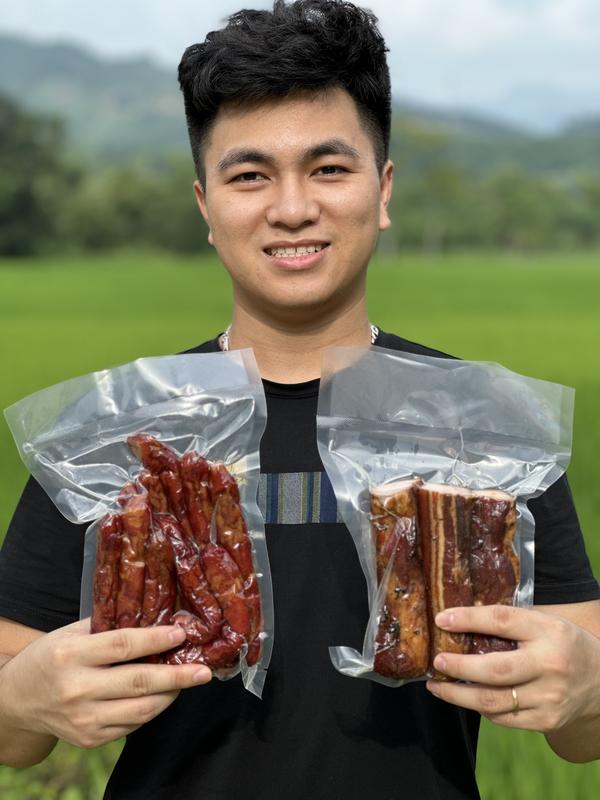  Sale combo lạp sườn hun khói 1kg và thịt ba chỉ lợn hun khói 1kg 