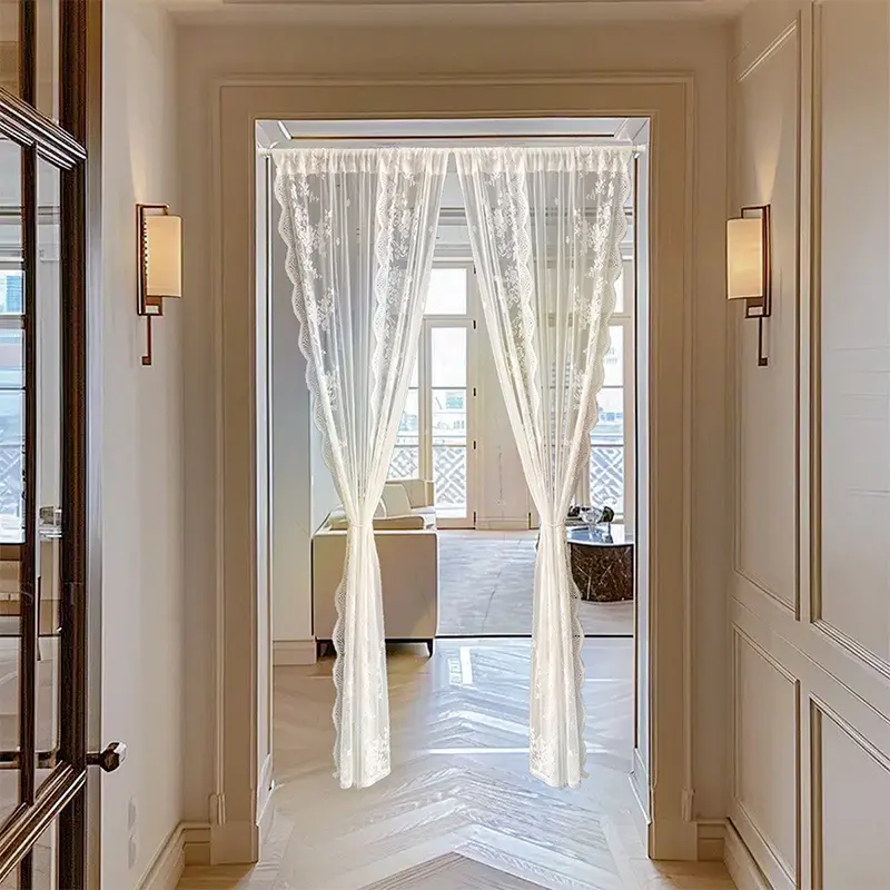 Sheer Curtain, Wavy Edge, Lace Window Sheer, Curtain, American Style, Partition, No Drilling Required
