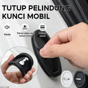 Cover Bantalan Pintu Mobil Universal 9x7cm - Silikon Premium Anti Benturan, Redam Getaran & Anti Debu/Karat (Hitam/Putih)