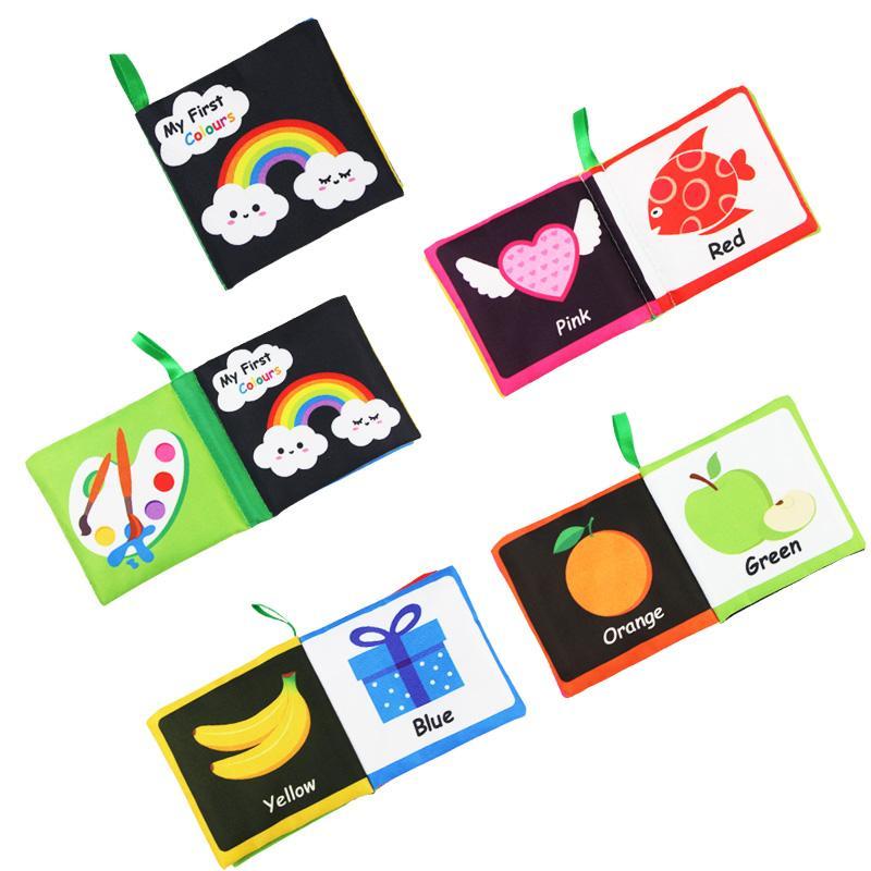 Baby Early Education Cloth Book, Soft Baby Books, Tear-proof Crinkle Cloth Books for Newborn Infant Babies, Animals Numbers Shapes Learning Book 8
