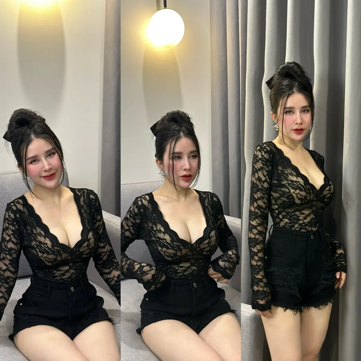 Áo ren cổ v tay dài Hoa Enlly,  sang chảnh, tay dài siêu đẹp ạ, chất ren xịn co dãn kín kín hở hở mặc siêu gợi cảm nhưng lại không kém phần sang trọng , bảng màu cơ bản tôn da, tôn dáng . Nữ