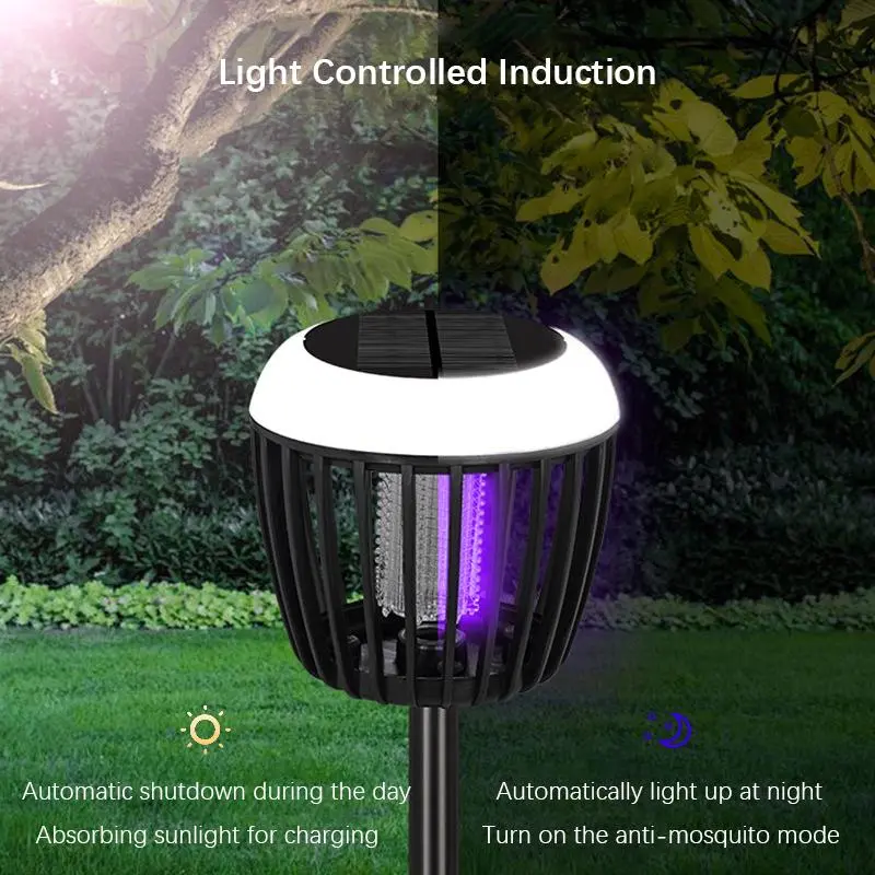 Solar Powered Mosquito Zapper Light, LED Landscape Lighting with UV Light & Mosquito Killer, Outdoor Lighting for Garden Patio Backyard Camping 2