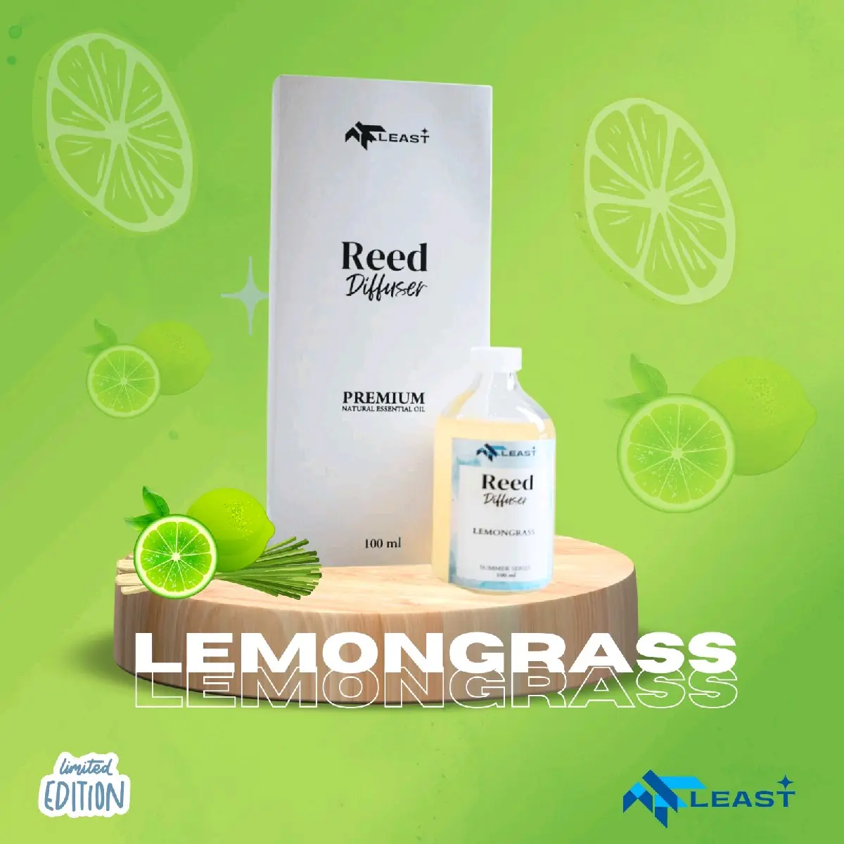 Reed Diffuser/ Pengharum Ruangan variant Lemongrass 100ml by At Least