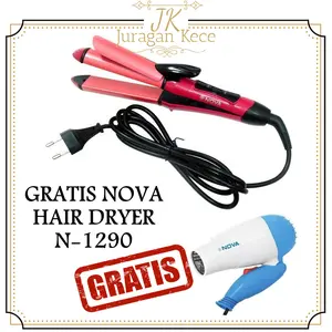 PROMO Catokan Nova NHC-2009 Catok Rambut 2in1 + GRATIS Hair Dryer N-1290 Hairdryer Pengering Rambut