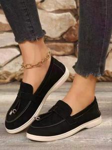 1 Pair Women's Simple Plain Flat Shoes, Casual Comfortable Lightweight Slip-on Loafers for Daily Life, Perfect for Women & Girls for Outdoor & Outfit Decor