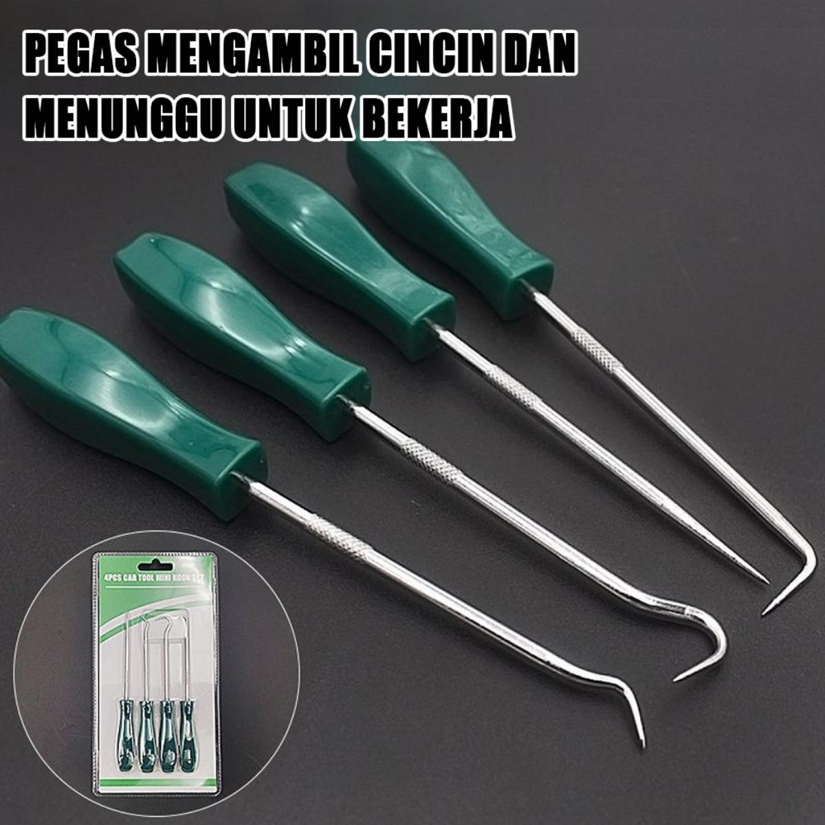 4PCS Set Alat Kait Presisi, Tool Kit Bengkel Multifungsi untuk Bongkar Seal Ring, Crank Spacer, O-Ring Puller, Karet Gasket Remover - Perangkat Servis Mobil, Motor, Sepeda & Suku Cadang Mekanik
