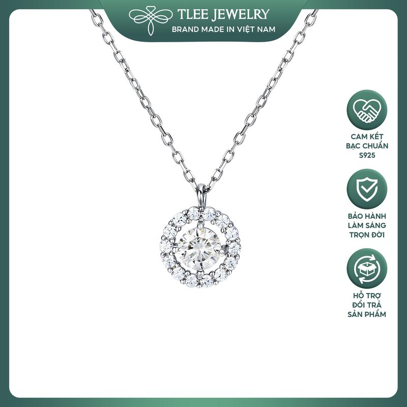 Dây chuyền bạc nữ TLEE mặt đá tròn đính đá mẫu mới sang trọng TLEE JEWELRY D0142