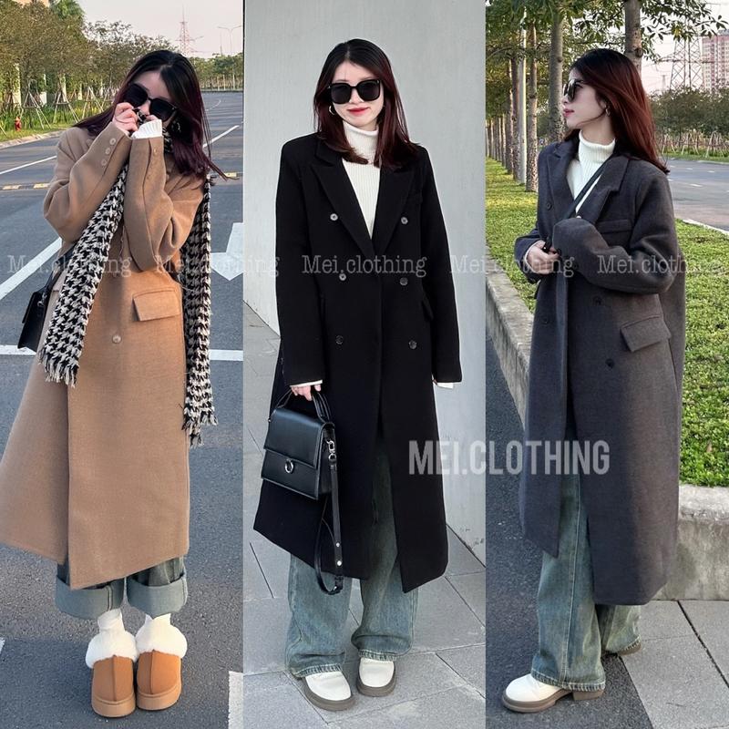 Dạ2 Áo Khoác Dạ Lông Vũ Dáng Dài QC Phong Cách Hàn Nữ Jacket Top