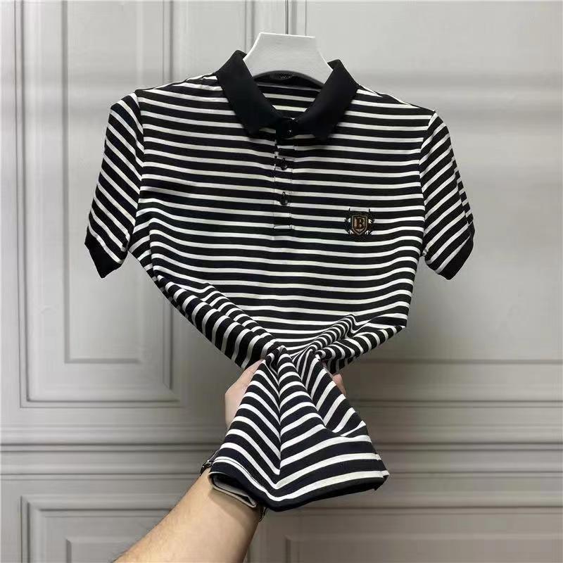 Áo Polo Có Ve Áo Thêu Sọc Nam, Cỡ Lớn Mùa Hè, Dễ Phối Đồ Dáng Ôm, Có Cổ, Áo Phông Thời Trang, Áo Thời Trang, Dành Cho Nam 2