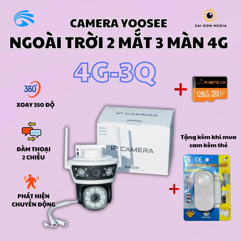 Camera YOOSEE Xài Sim 2 Mắt 3 Màn Hình Ngoài Trời 8.0MP 1