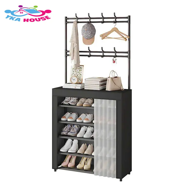 Kệ Để Giày Dép 6 Tầng Đa Năng Ykahouse Khung Kim Loại Kèm Rèm Chống Bụi Bẩn - Kitchen rak  ji ke  dung kedung  giay kệ  để kệ  6 treo  đồ Lắp Ráp kệ  để kệ  để kệ  để kệ  hàng kệ  sắt 0