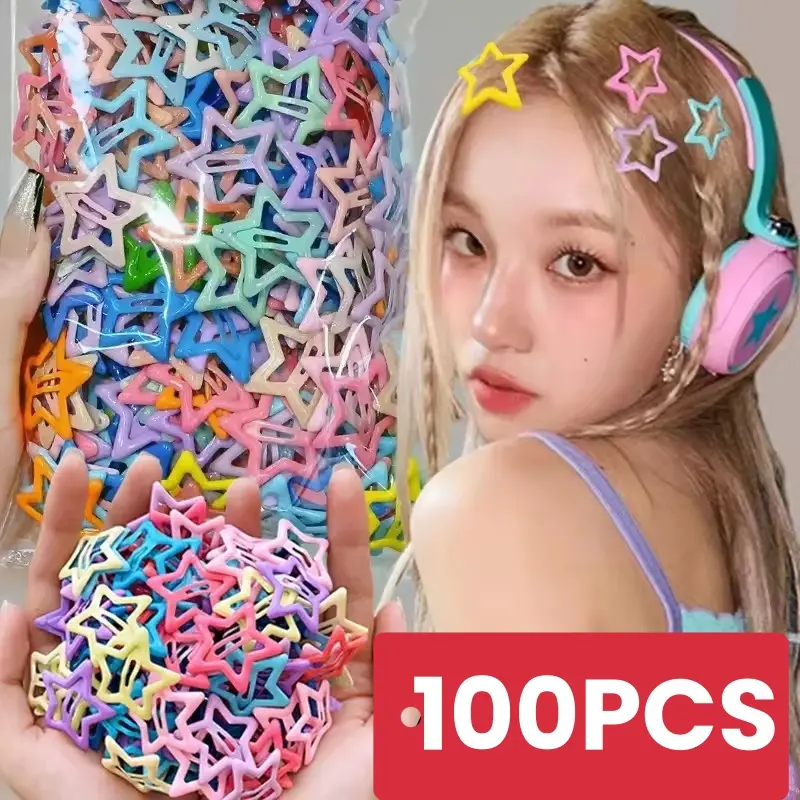 Kẹp Tóc Ngôi Sao Y2K, 10 / 50 / 100 Cái, Dễ Phối Đồ Cho Bé Gái, Đầy Màu Sắc, Ngọt Ngào Và Ngầu, Kẹp BB Sáng Dễ Thương Và Dễ Thương, Kẹp BB, Phụ Kiện Cài Tóc, Dành Cho Nữ