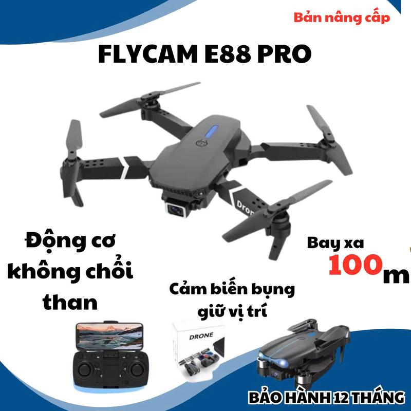 Flycam E88 Pro Cho Người Mới Chơi, Động Cơ Mạnh Mẽ, Bảo Vệ Cánh, Camera Drone